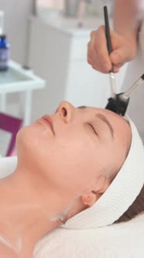 Relaxing Skin Treatment Session at a Beauty Salon With a Professional Cosmetologist
