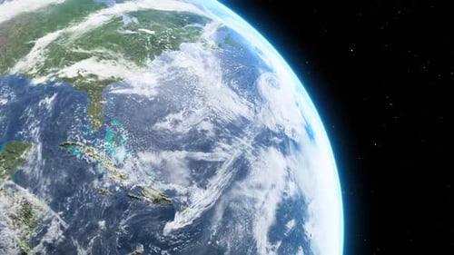 Photorealistic Earth Rotating in Space with Detailed Clouds