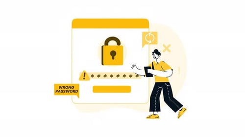 Animated Password Login Error with Character Illustration