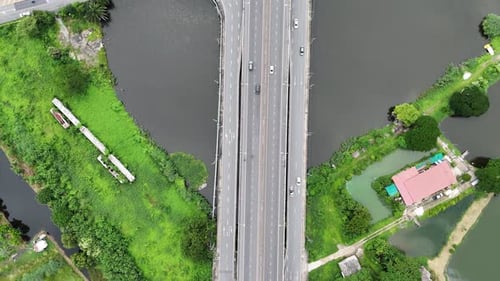 Aerial view of city road