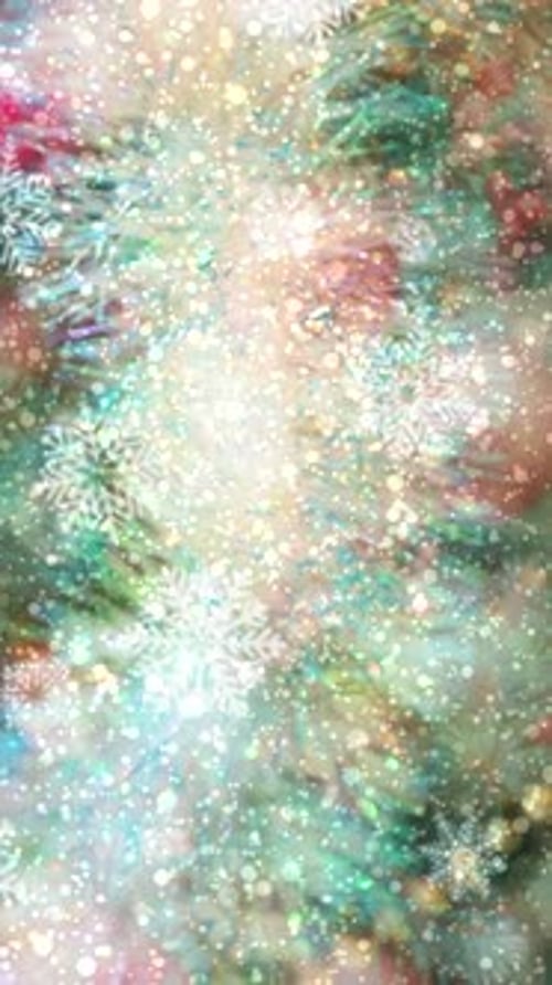 Sparkling Christmas Snowflakes and Bokeh Lights Vertical Background