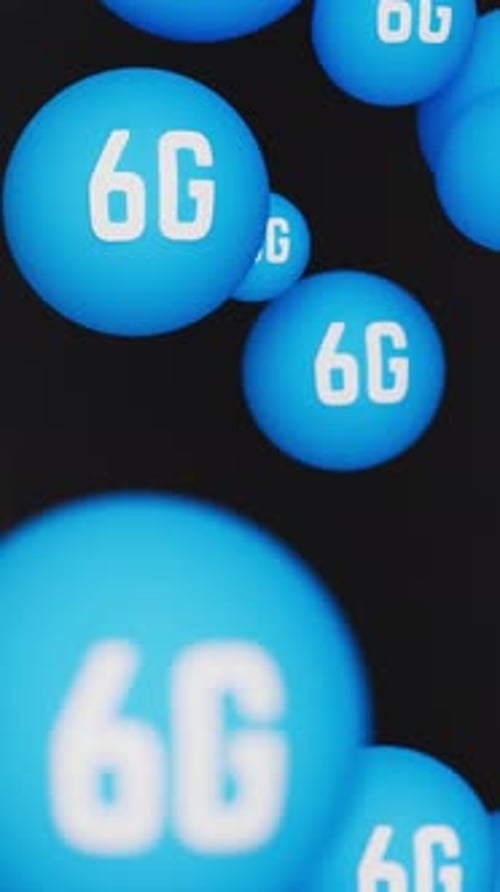 Modern Blue 6G Spheres Floating Vertical Background Animation