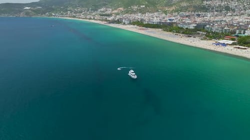 Aerial Video of Yacht Trip Along Golden Mediterranean Coast