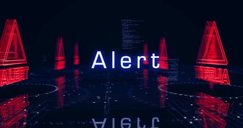 Alert warning symbols loop cyber concept