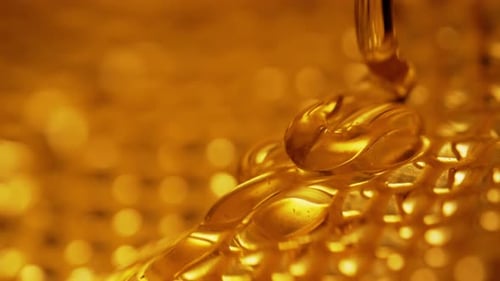 Honey Dripping From Honeycombs Extreme Macronatural Bees Wax Cells Gold Nectar