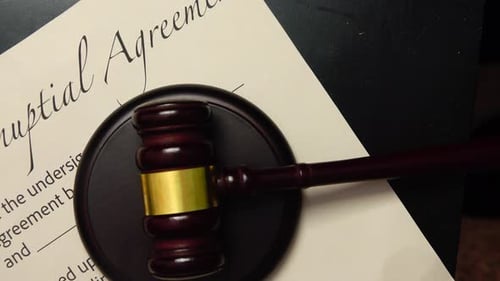 Prenuptial Agreement Legal Marriage Contract With Judicial Gavel Justice Concept