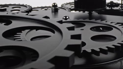 Intricate Gears Rotating in Smooth Motion