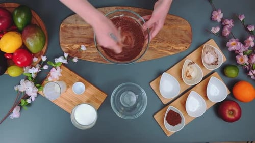 Kneading the Dough for the Chocolate Cake
