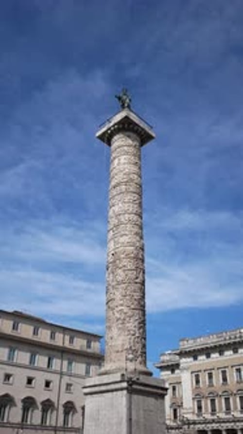 Vertical Shot of Ancient Egyptian Obelisk Obelisco Agonale on Piazza Navona in Rome on Sunny Day on