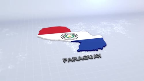 Paraguay Country Map with Flag and Text Reveal