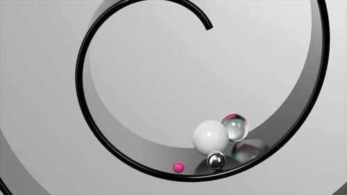 Glossy Spheres Glide on a Sleek Yinyang Inspired Surface a Study in Contrast and Reflection in
