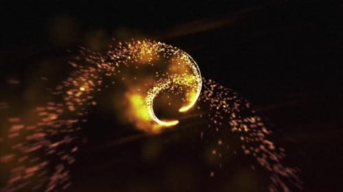 Dynamic Golden Particle Trails Abstract Motion Background