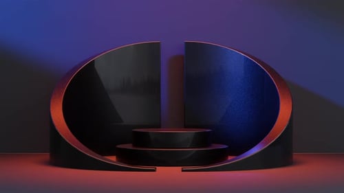 Design of Shiny Podium with Sphere Background