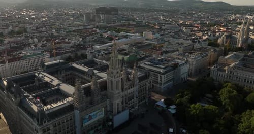 Vienna Austria Aerial View of Vienna Cityscape in the Historic Centre Drone Fly in Central Vienna