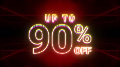 Animated Neon 'Up To 90% Off' Text Reveal
