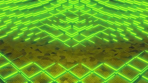 Bright green glowing grid neon lines digital art abstract pattern design geometric texture backgroun