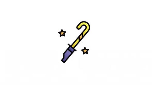 Animated Flat Design Celebration Party Noisemaker Icon with Stars