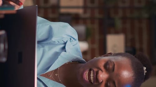 Vertical Video Strategic Planning Business Meeting Employee Explaining Presentation Close Up