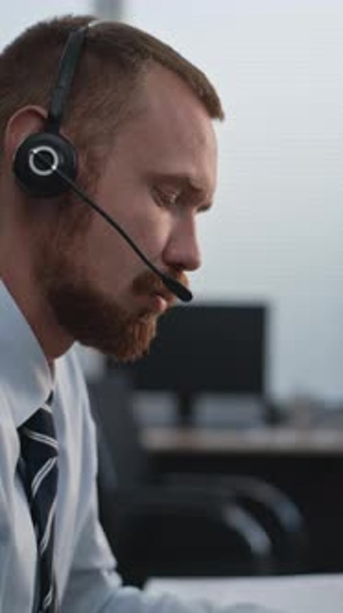 Financial Specialist Works on Computer Talks to Clients Monitors Share Markets Takes Notes