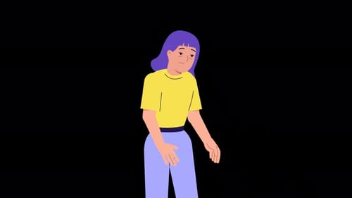 Sad female character animation, ALPHA channel.