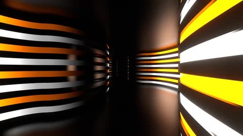 Orange And White Neon Curved Walls Tunnel Background Vj Loop In HD