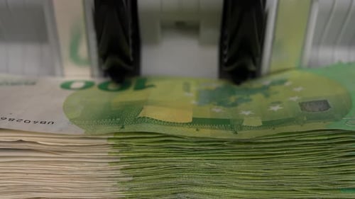 Currency Counter Machine Counting 100 Euro Notes