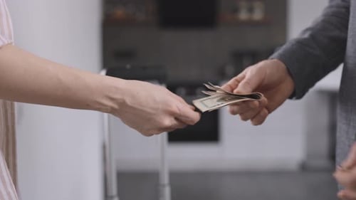 The Owner Takes Payment for the Rent and Gives the Keys