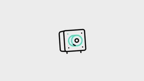 Animated Flat Speaker Icon with Sound Waves
