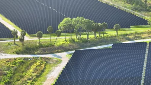 Renewable Electricity with Zero Emission Sustainable Electric Power Plant with Many Rows of Solar