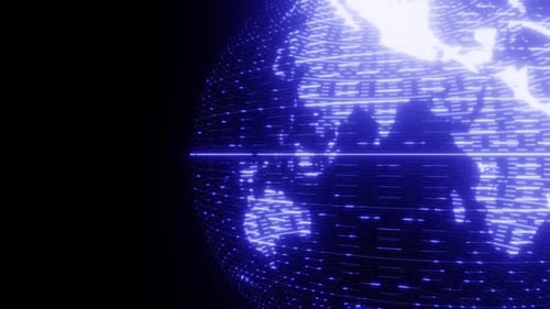 Blaue Neon-Erde-Animation für Nachrichten-Hintergrund Vj Loop HD