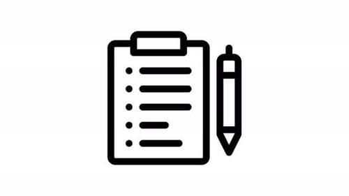 Flat Design Clipboard and Pen Checklist Animation