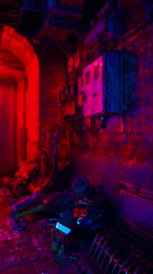Room Illuminated With Red and Blue Lights