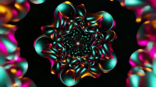 Loop Seamless VJ Motion Background with Pulsating Kaleidoscopic Neon Bloom