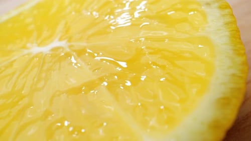 Beautiful half lemon in macro video. 4K