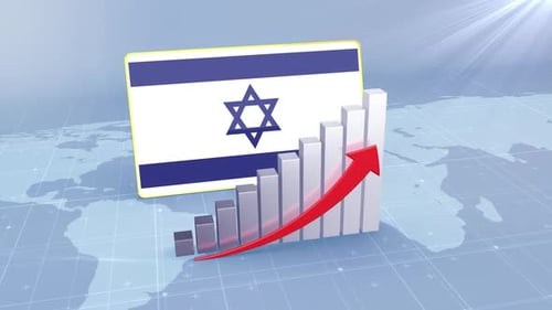 Israel Economic Growth Bar Chart Graph Rising Red Arrow