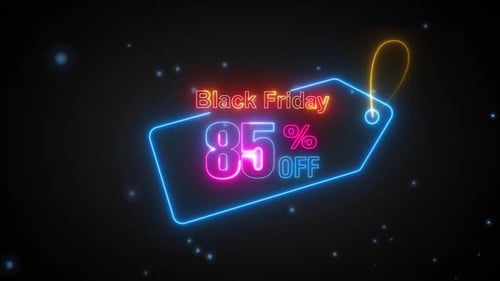 Black Friday Neon Price Tag Discount Promotion Animation