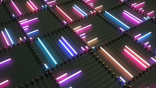 3D Neon beam Lines Loop