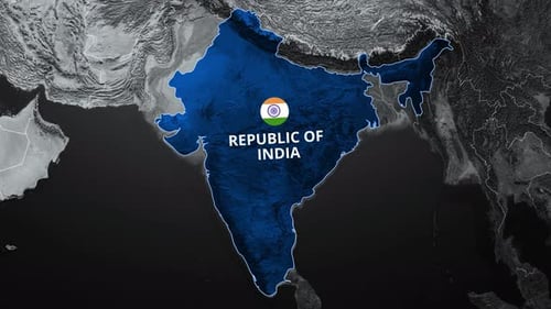 India Map And Flag Blue Color