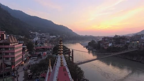 Rishikesh City Sunset Timelapse (Zoom Out)