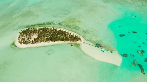 Tropical Island with a Beach on the Atoll Onok Island Balabac Philippines