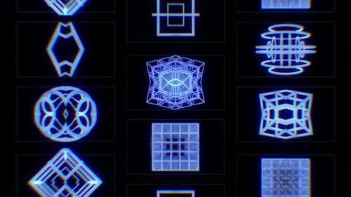 Animated Futuristic Glitch Geometric Wireframe Shapes Pack