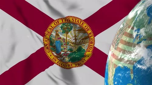 Bandera de Florida con globo terráqueo