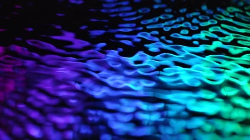 Water Surface with Neon Light Moving Making Waves Under Ultra Sound Vibrations Abstract Background