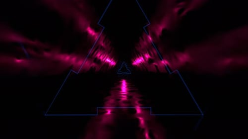 Blue And Pink Mystical Triangular Corridor With Fluorescent Light Background Vj Loop In 4K