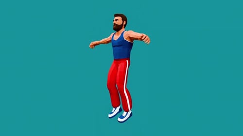 Animated Geometric Man Performing Fitness Exercises