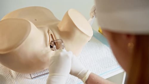 Medical Mannequin Procedure Demonstration in Clinical Setting