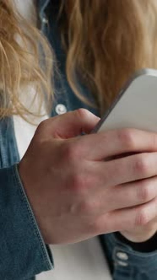 Close Up Male Hands Holding Mobile Phone Device Typing Message Texting Smartphone Unrecognizable Man