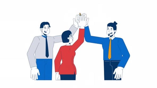 High Five, funcionários de escritório, colegas, animação de desenho animado