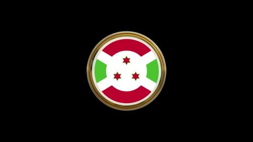 Burundi Flag Gold Badge Spinning 3D Animation