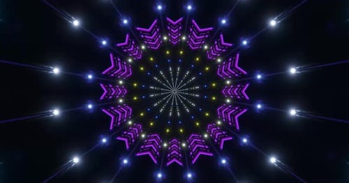Futuristic Neon Geometric Tunnel Light Show Loop
